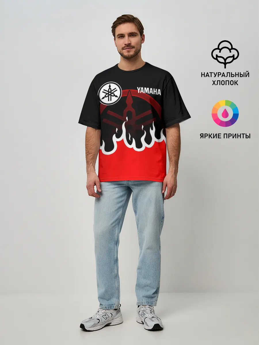 Мужская футболка оверсайз / YAMAHA / ЯМАХА / МОТОСПОРТ