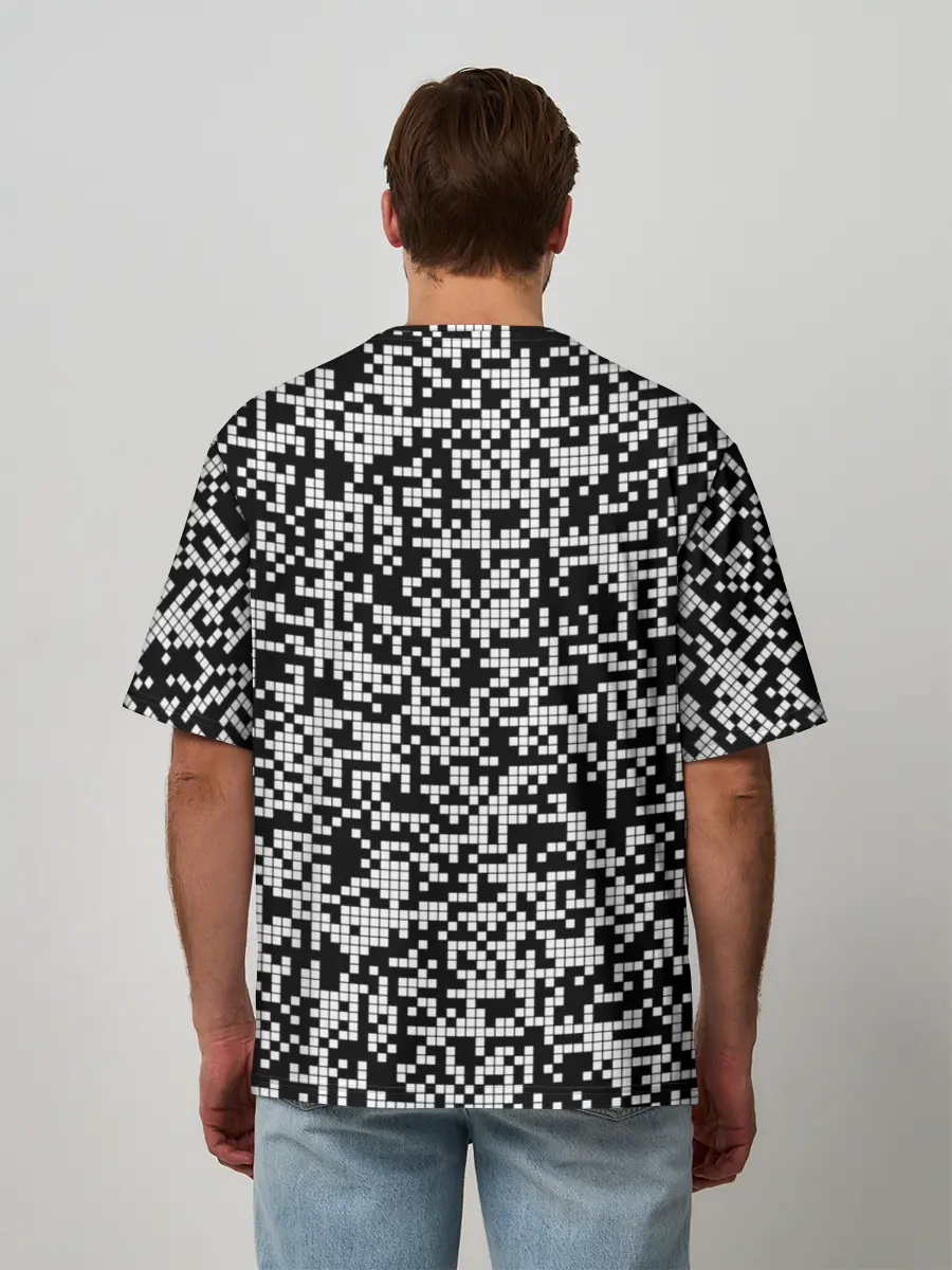 Мужская футболка оверсайз / Пиксельная Текстура
