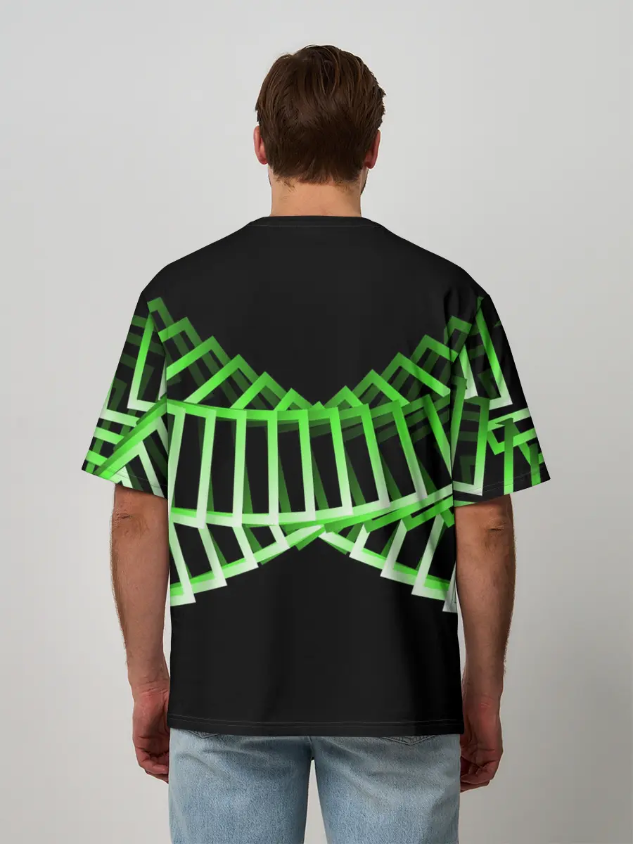 Мужская футболка оверсайз / Неоновые квадраты