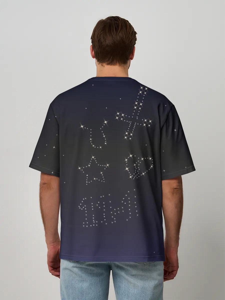Мужская футболка оверсайз / Тату Лил Пипа звезды на небе