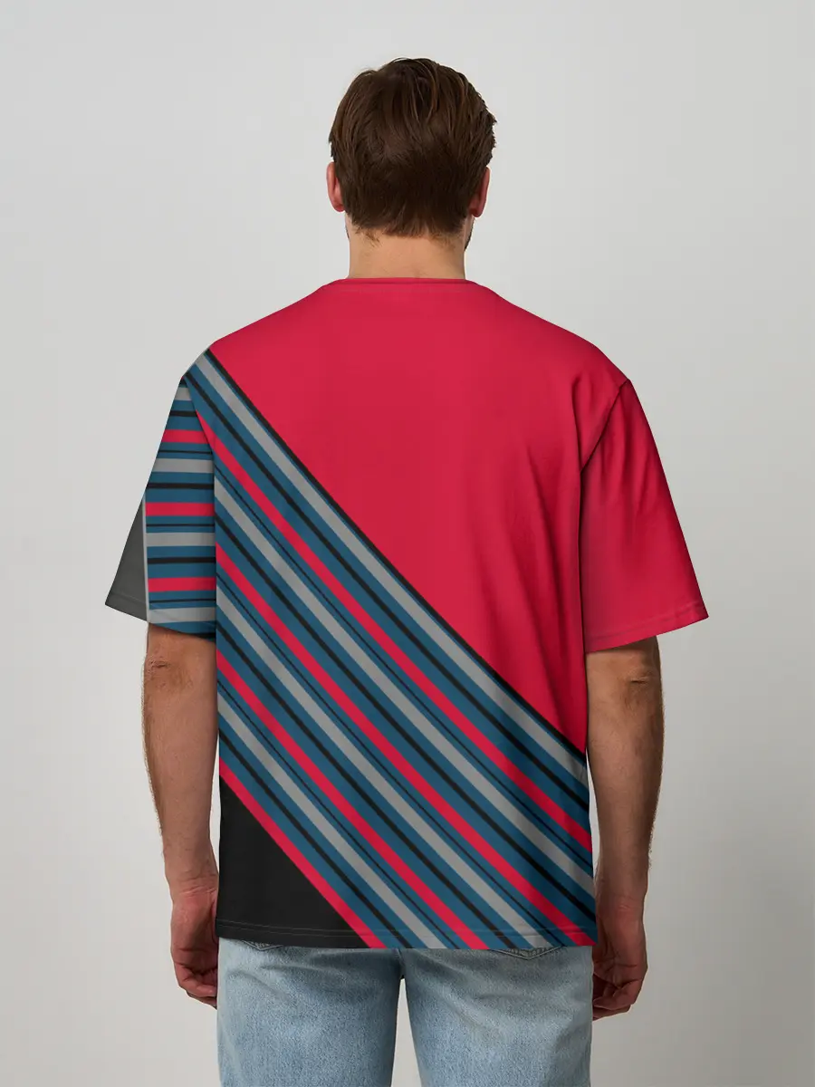 Мужская футболка оверсайз / Абстрактный асимметричный