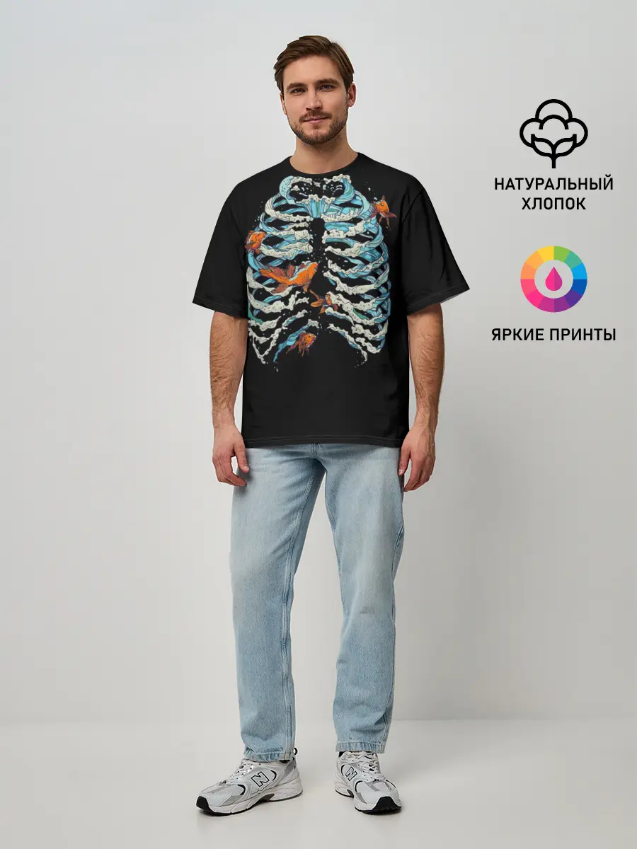 Мужская футболка оверсайз / Ребра из Воды