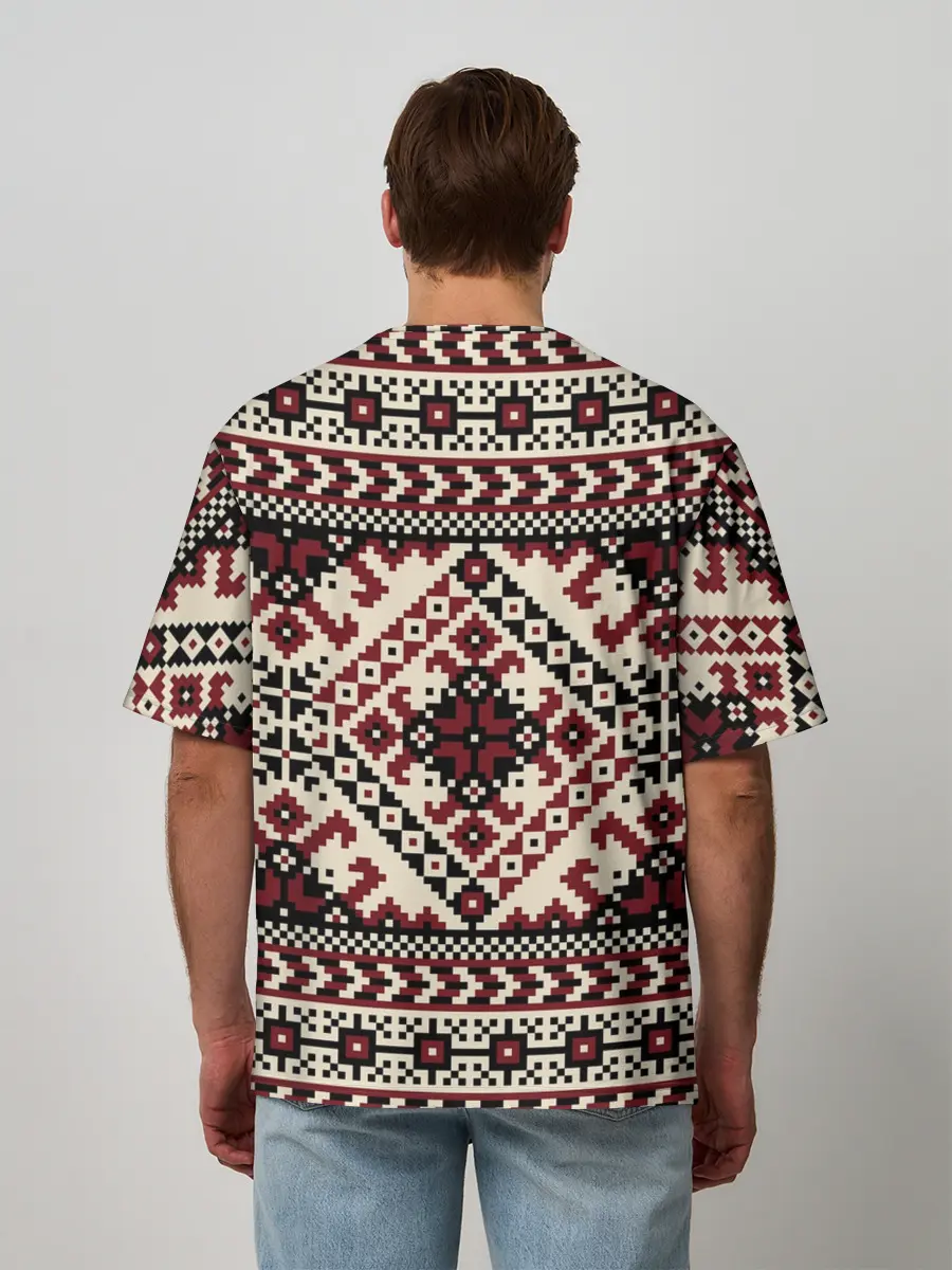 Мужская футболка оверсайз / СЛАВЯНСКИЙ ОРНАМЕНТ | РУСЬ