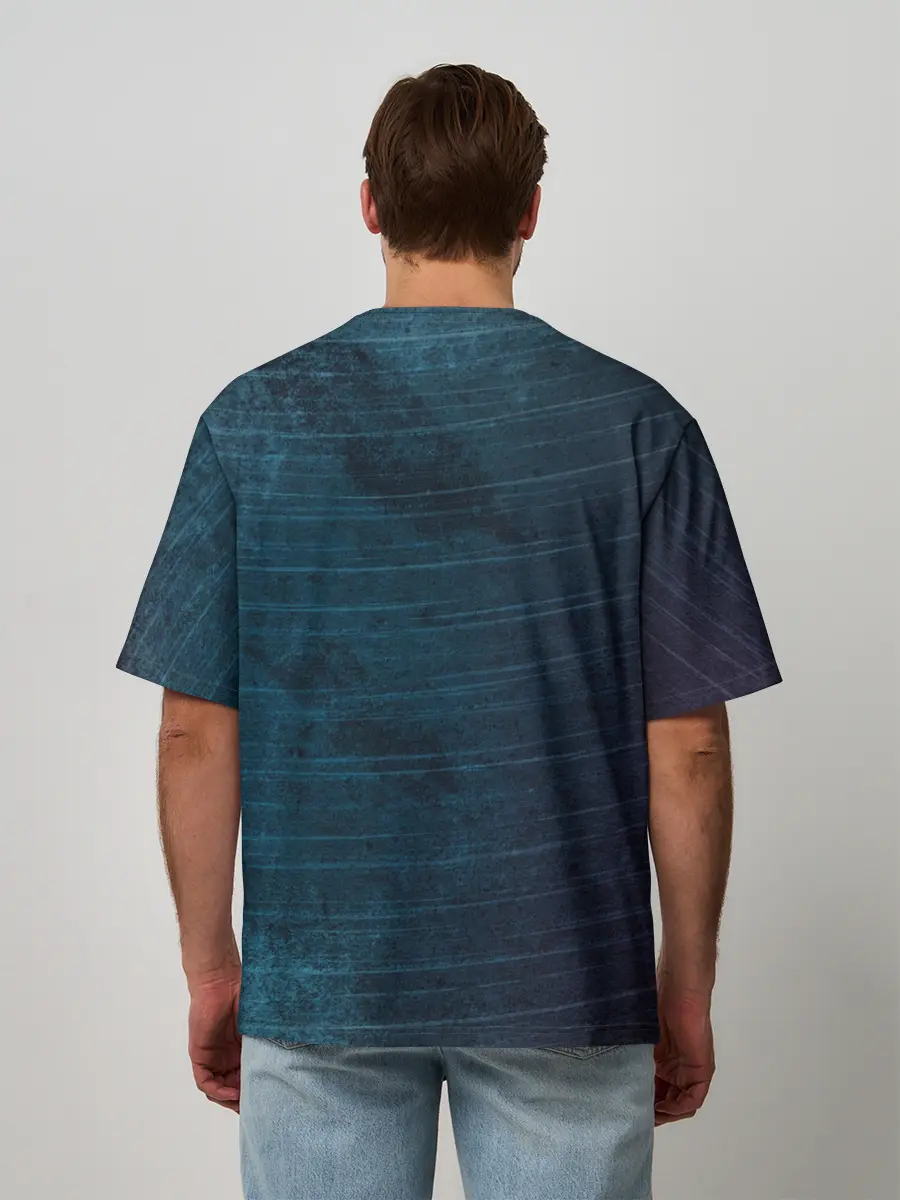 Мужская футболка оверсайз / Texture. Blue Ripples