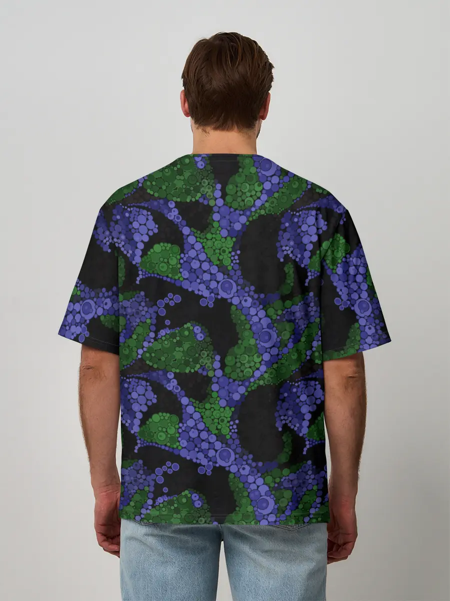 Мужская футболка оверсайз / Абстрактный темный в горох