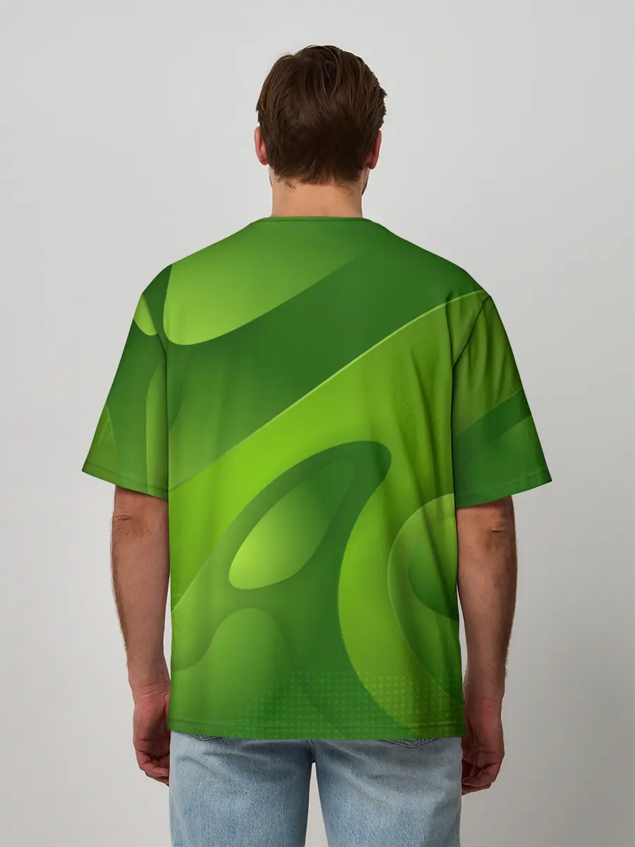 Мужская футболка оверсайз / 3d Green abstract