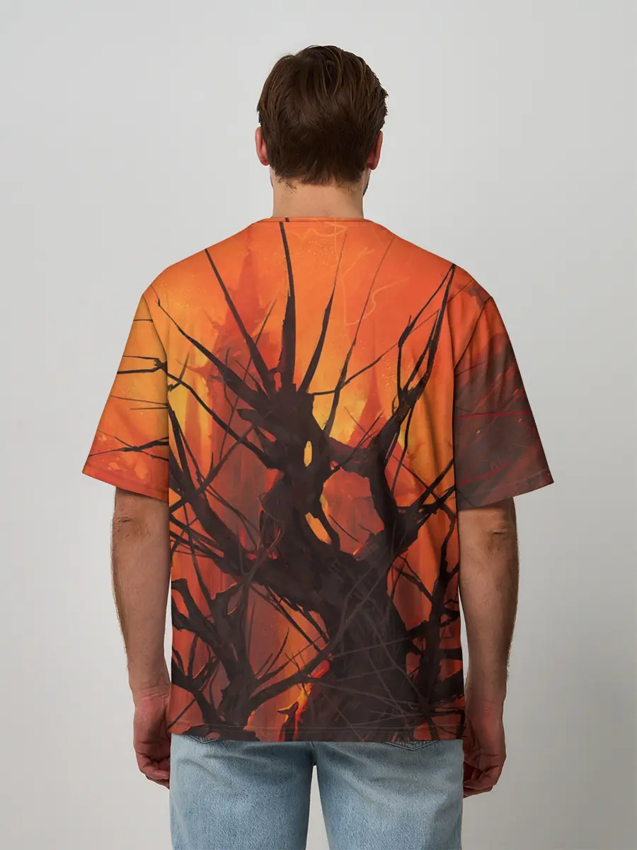 Мужская футболка оверсайз / ДРЕВО ХАОС 3D