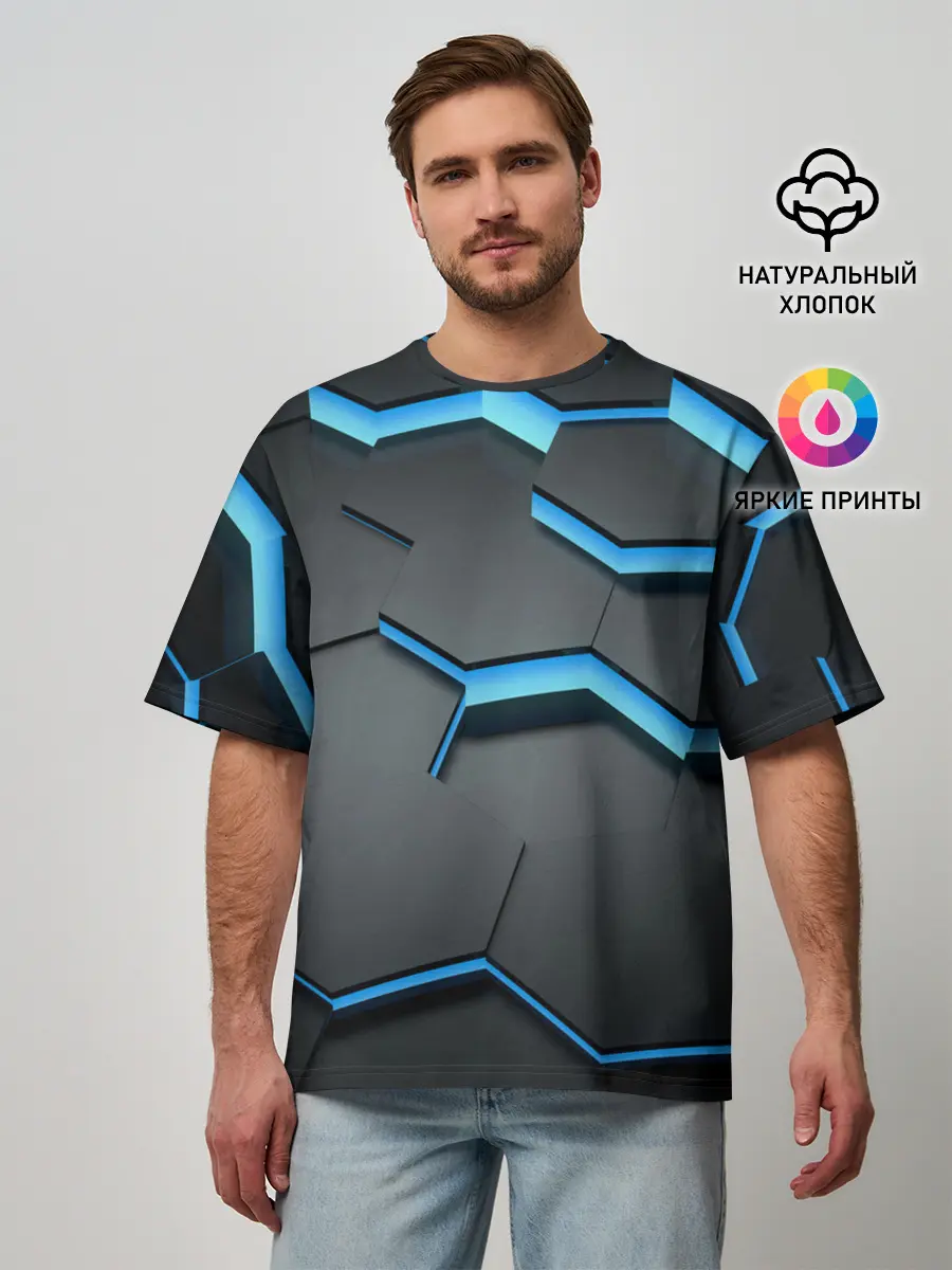 Мужская футболка оверсайз / 3D Плиты
