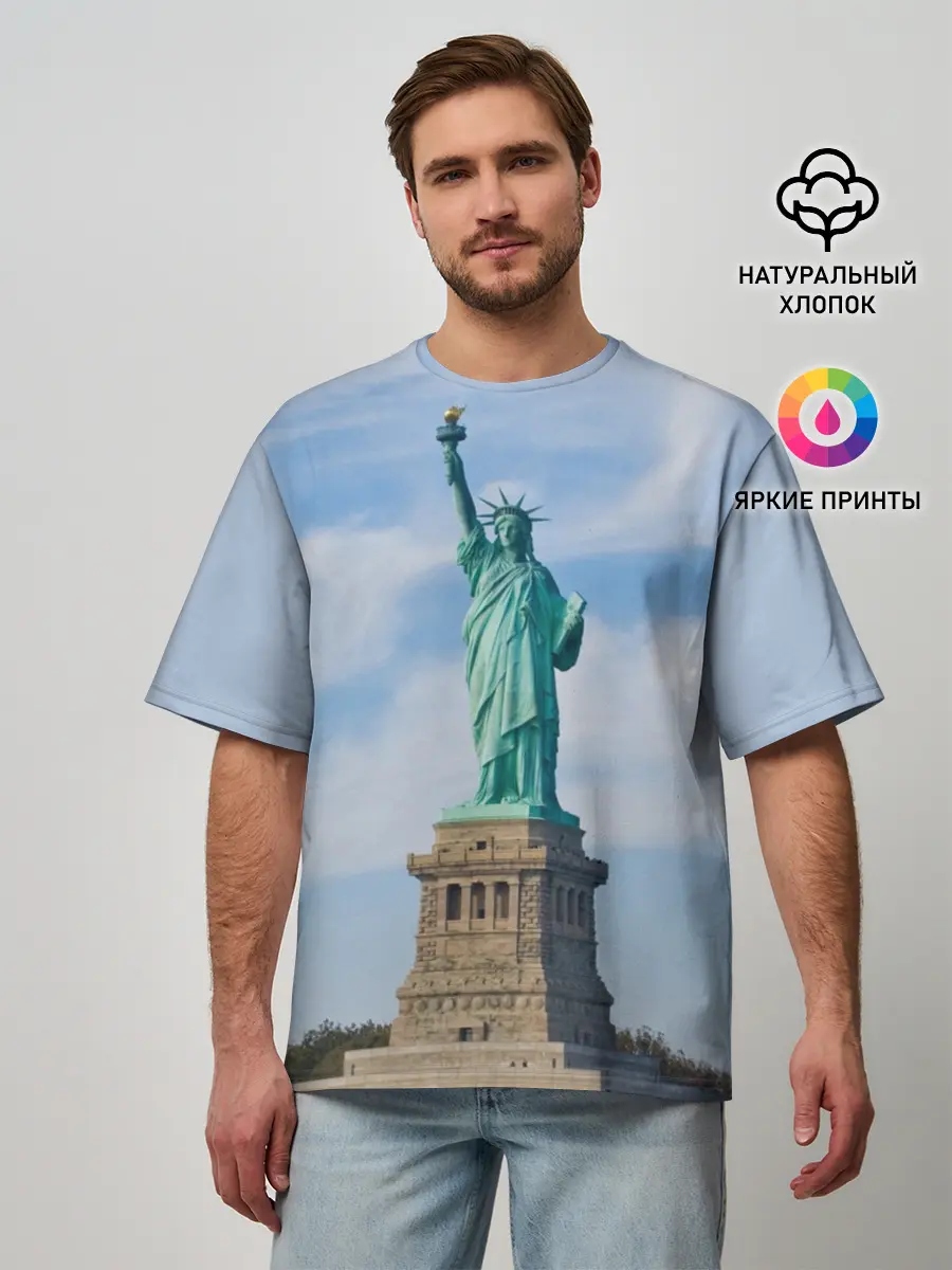 Мужская футболка оверсайз / Статуя свободы