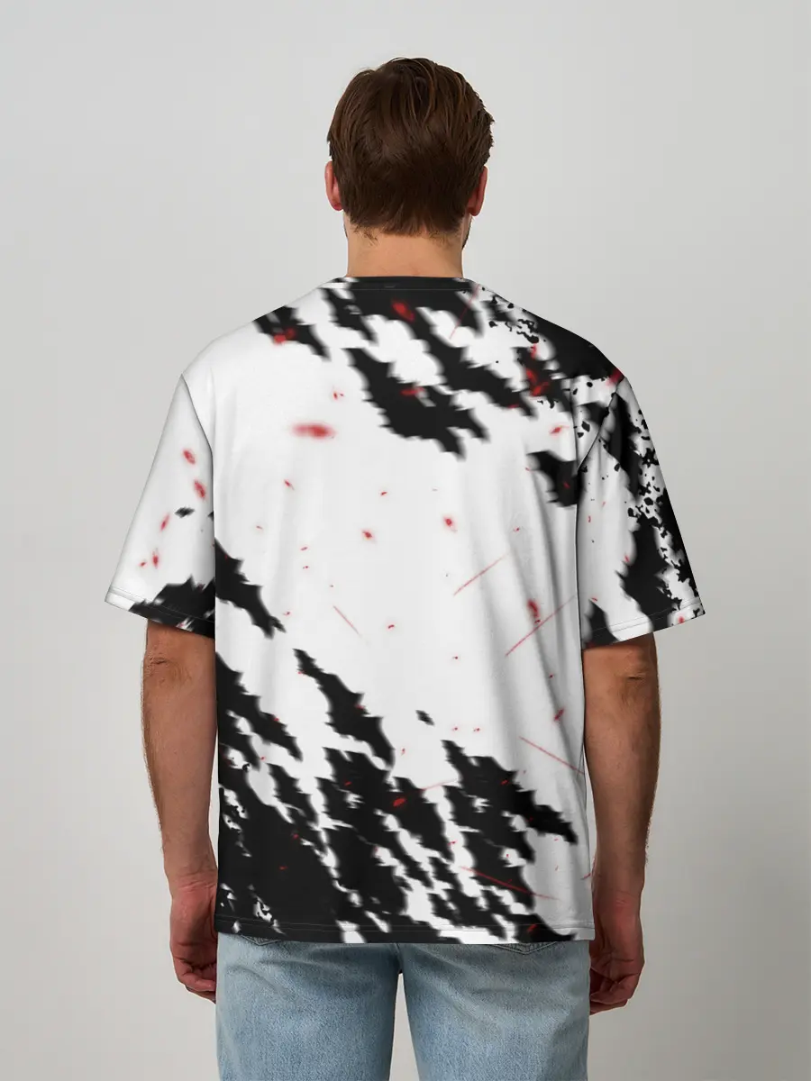 Мужская футболка оверсайз / Берсерк маска с красными глазами