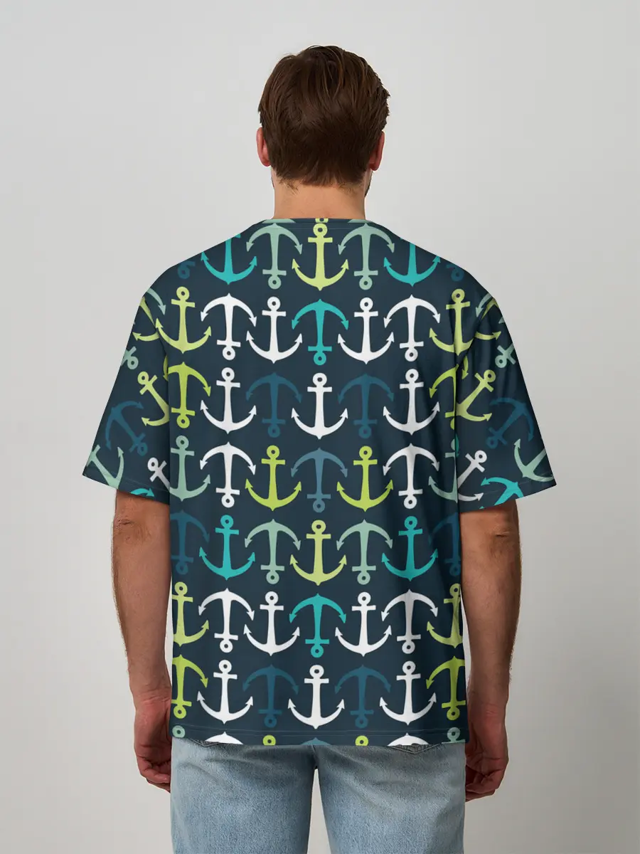Мужская футболка оверсайз / Якоря