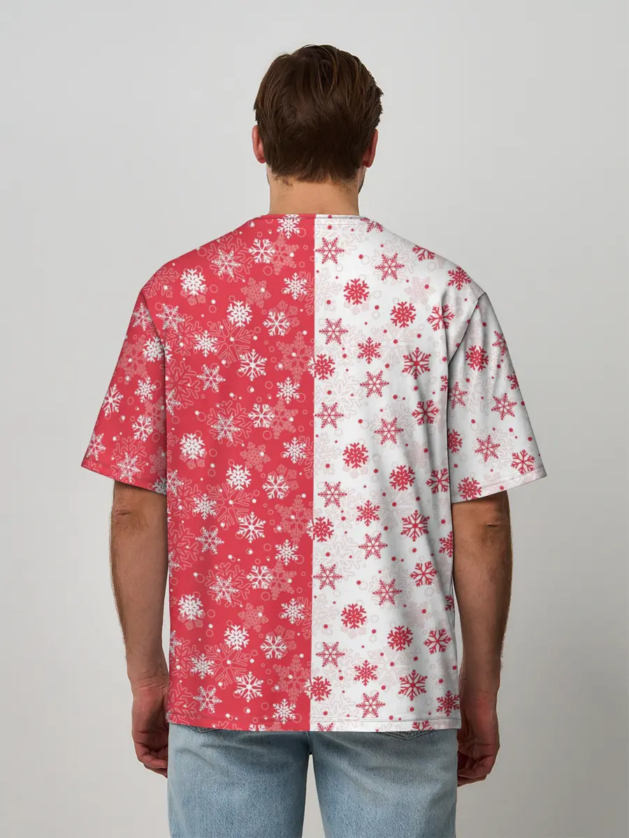 Мужская футболка оверсайз / Снежинки - новогодние узоры