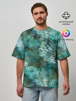 Мужская футболка оверсайз / Чешуя русалки