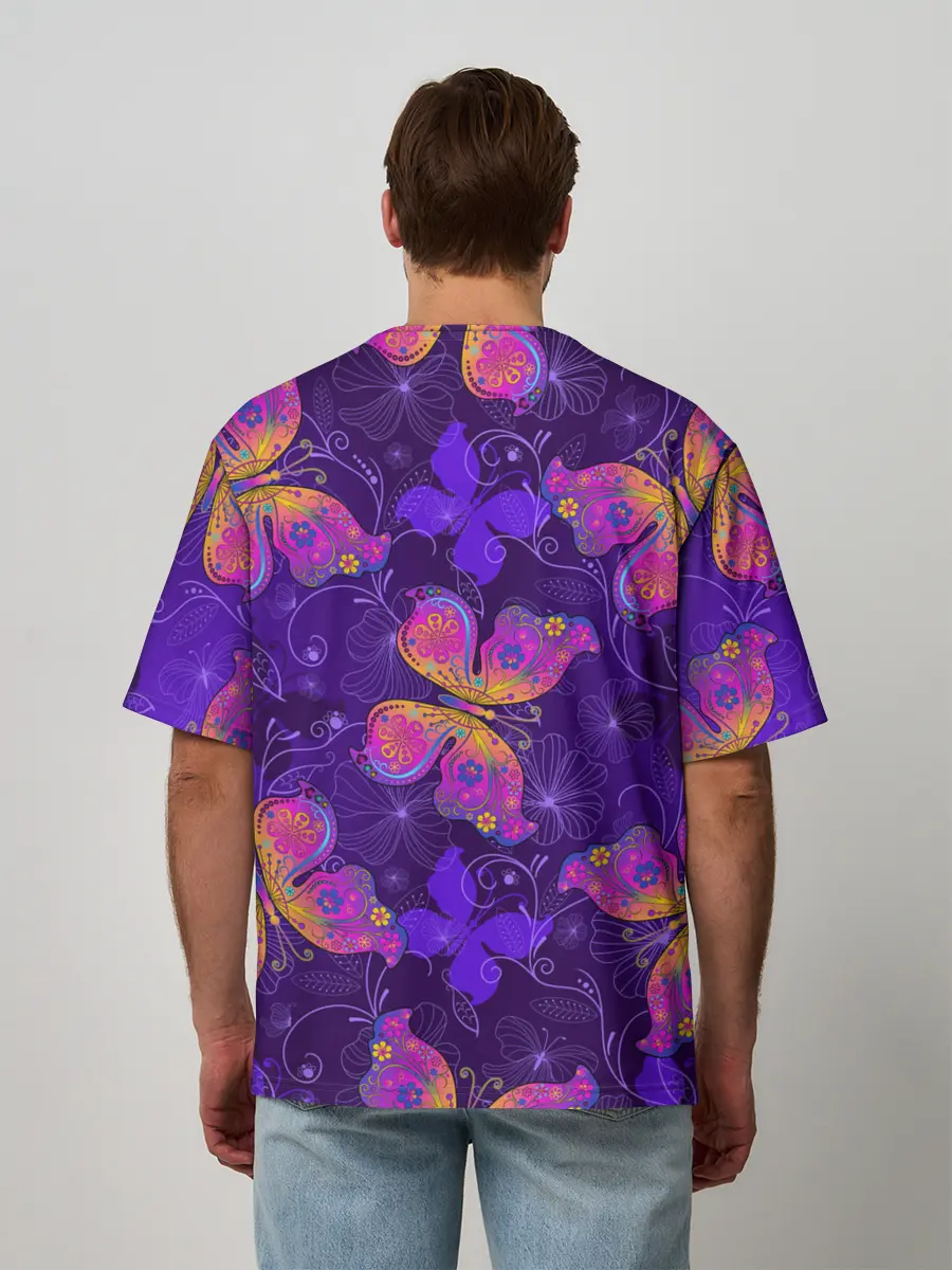 Мужская футболка оверсайз / БАБОЧКИ ПАТТЕРН | BUTTERFLY PATTERN