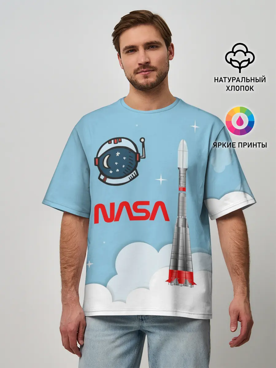 Мужская футболка оверсайз / Mission NASA