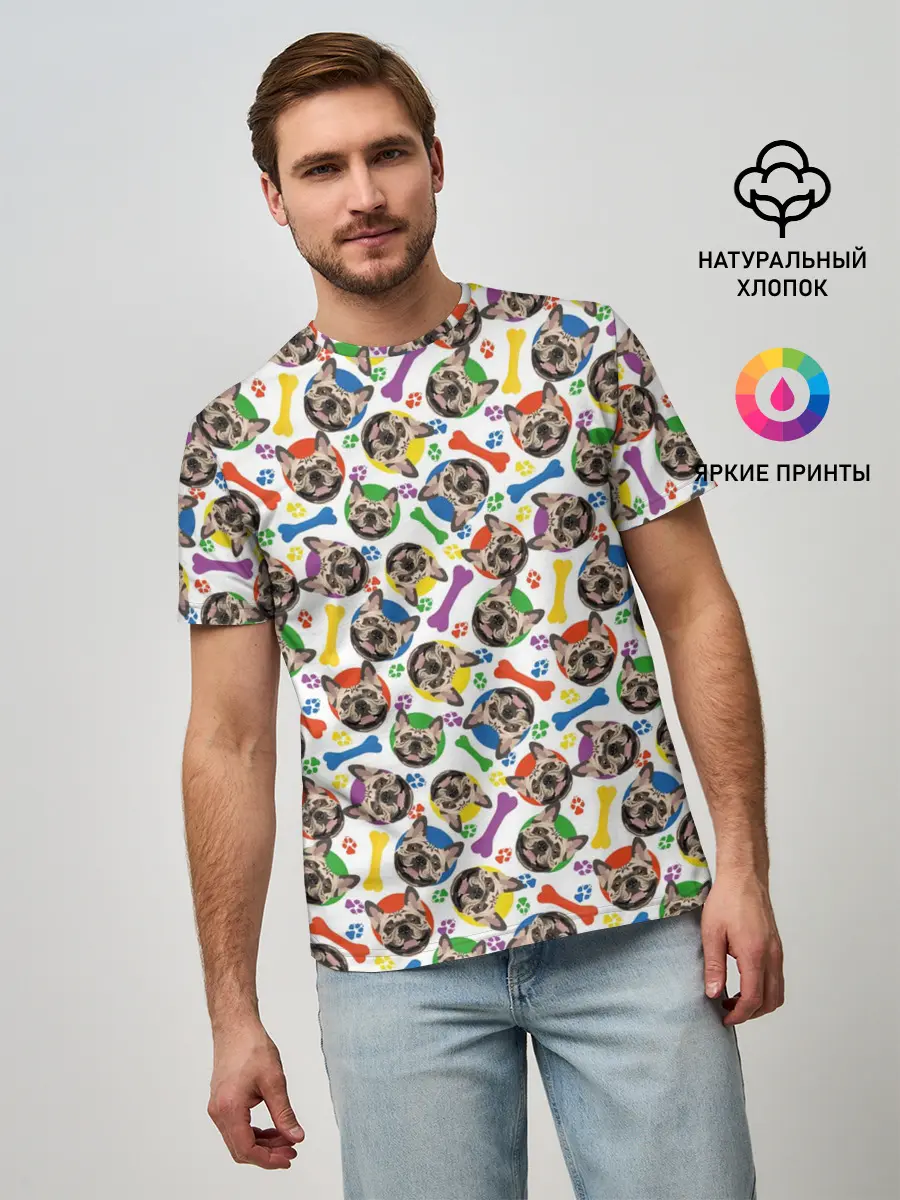 Мужская базовая футболка / Французский Бульдог