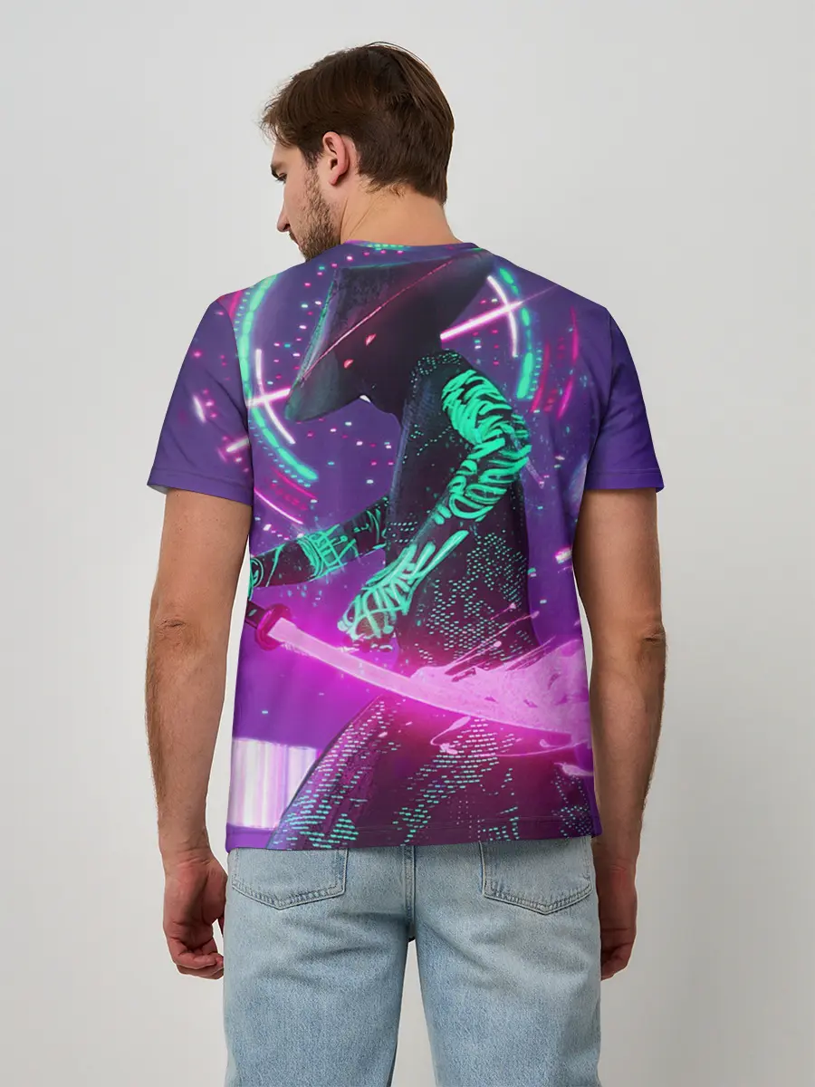 Мужская базовая футболка / Неоновый Самурай