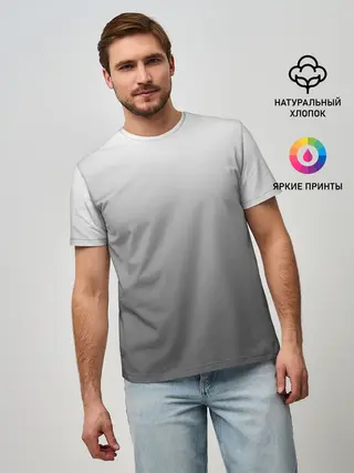 Мужская базовая футболка / Черно-белый градиент