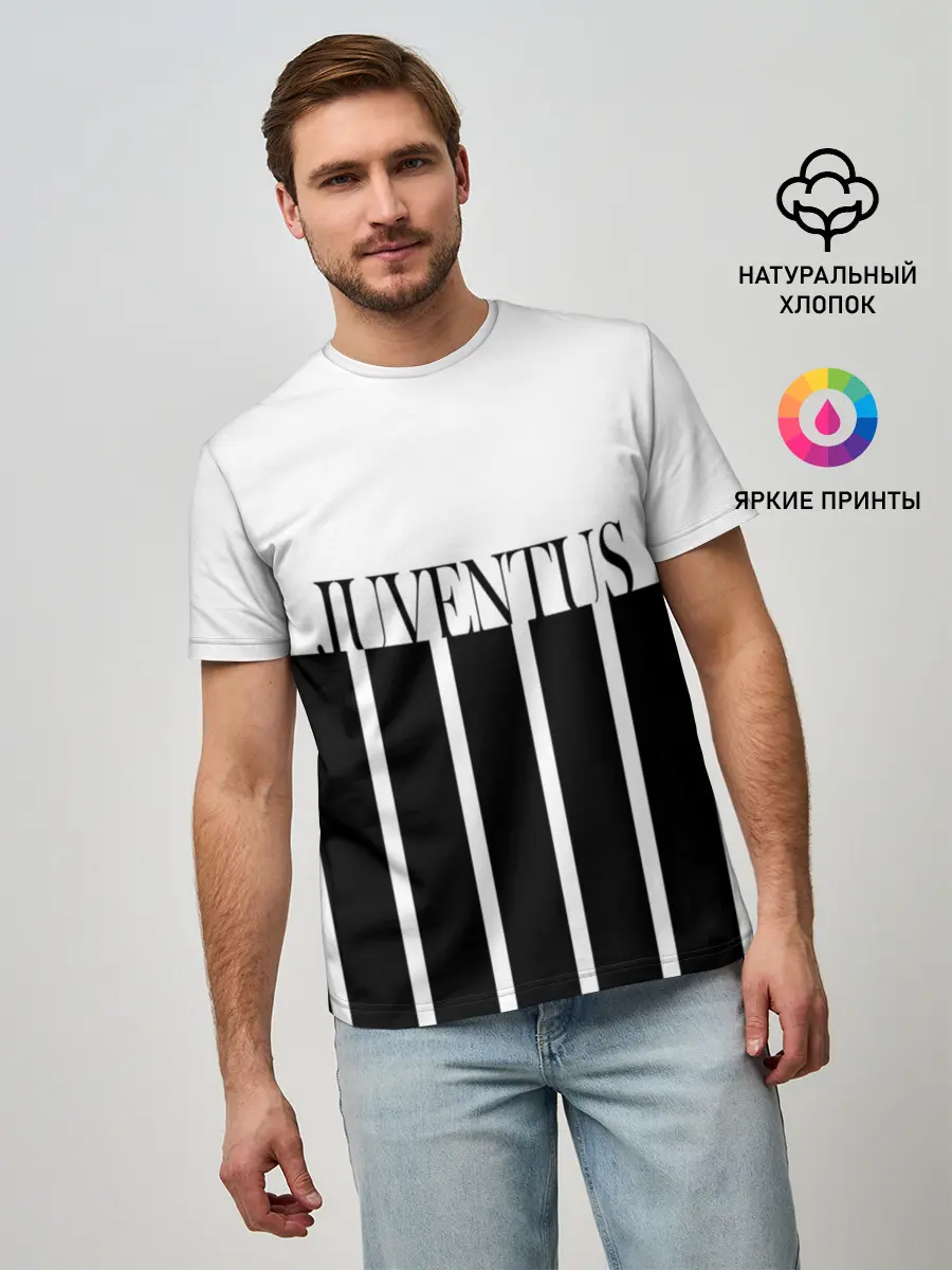 Мужская базовая футболка / Juventus | Tee Black and White