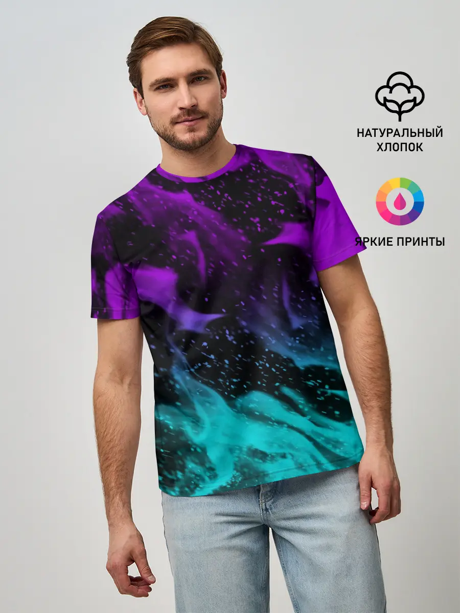 Мужская базовая футболка / НЕОНОВЫЙ ОГОНЬ