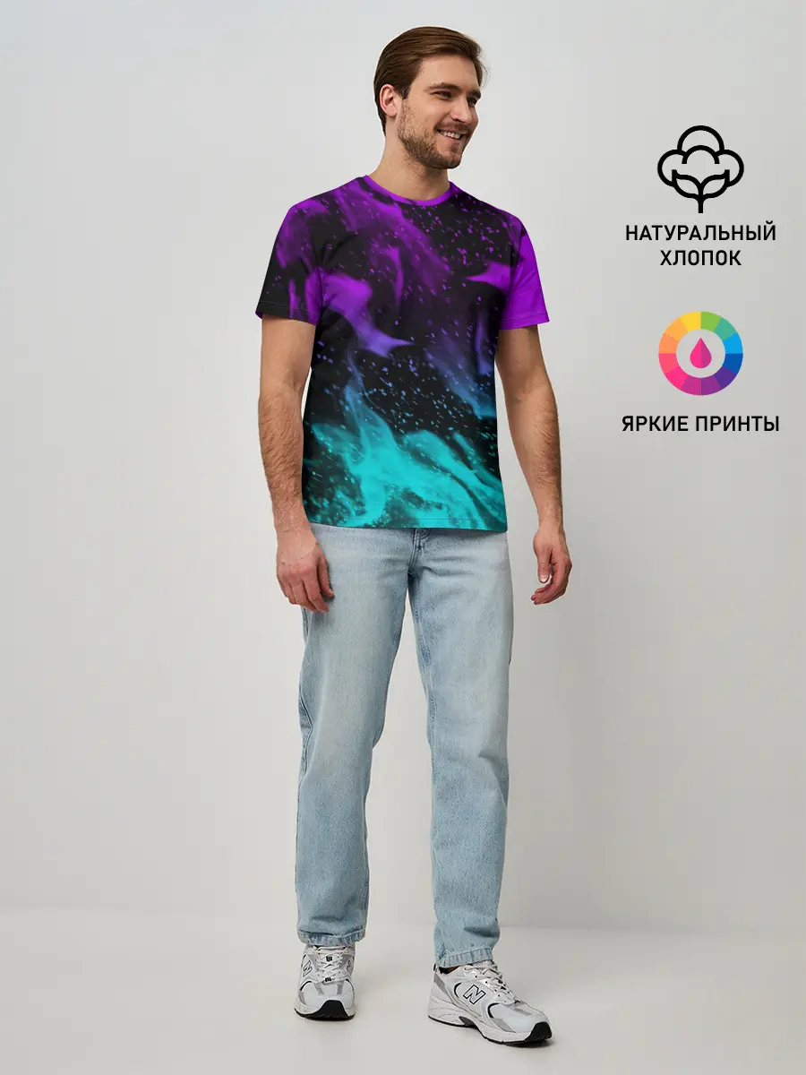 Мужская базовая футболка / НЕОНОВЫЙ ОГОНЬ