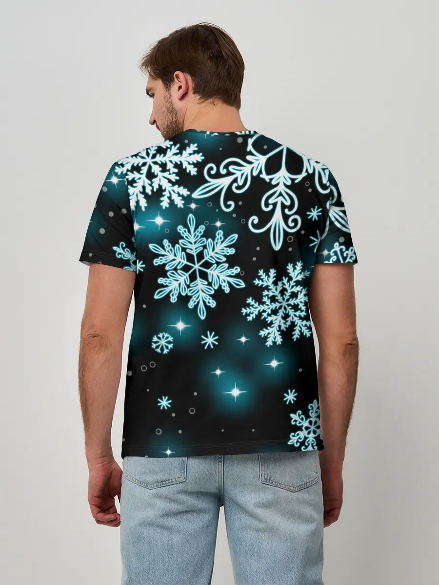Мужская базовая футболка / Космические снежинки