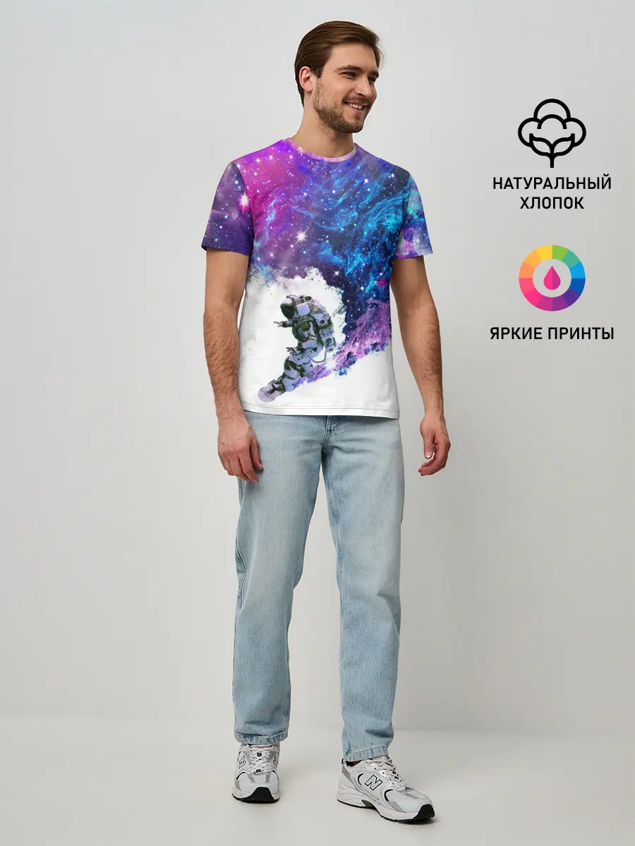 Мужская базовая футболка / Космический сноуборд
