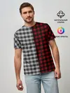 Мужская базовая футболка / Красно белая рубашка в клетку