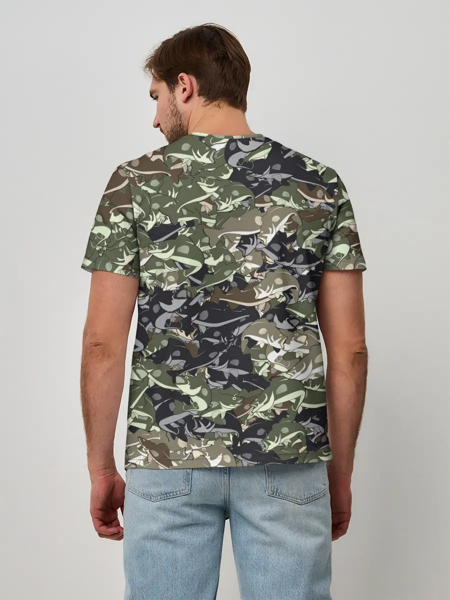 Мужская базовая футболка / Камуфляж для рыбака