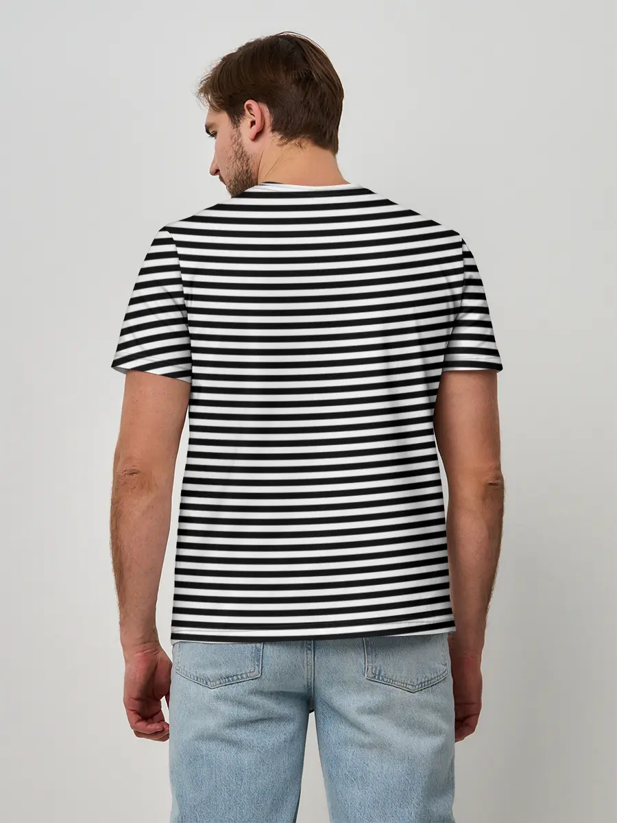 Мужская базовая футболка / В ЧЕРНО-БЕЛУЮ ПОЛОСКУ