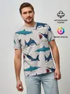 Мужская базовая футболка / Кровожадные акулы паттерн