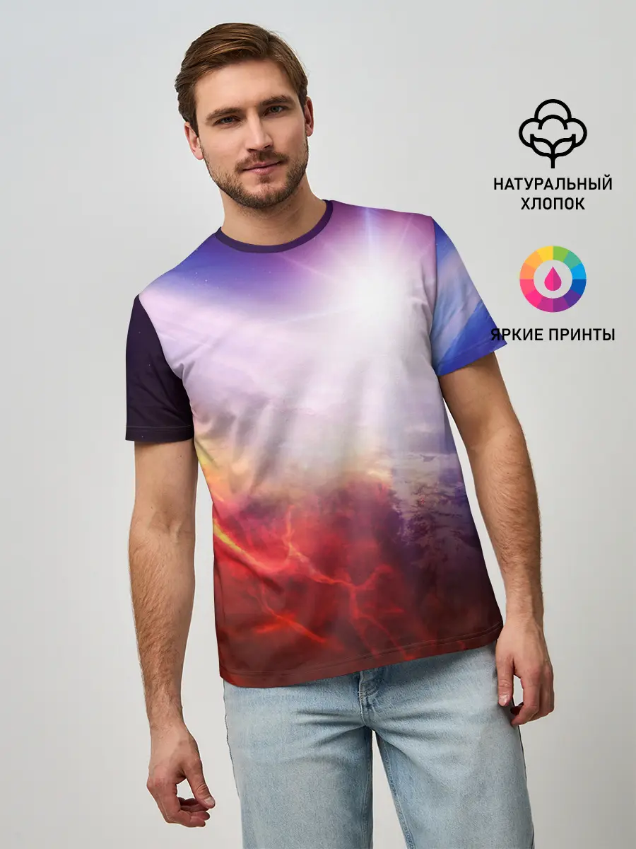 Мужская базовая футболка / Звезды в неоне