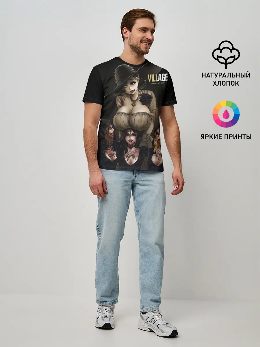 Мужская базовая футболка / Resident Evil Village Димитреску с дочками