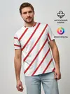 Мужская базовая футболка / Полосы красные на белом