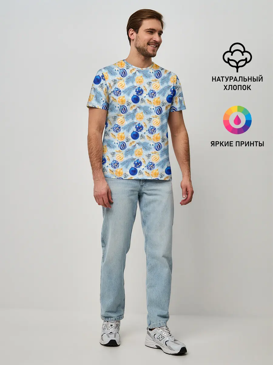 Мужская базовая футболка / Новогодние Украшения