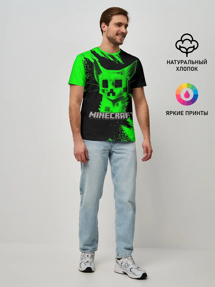 Мужская базовая футболка / MINECRAFT CREEPER CAT