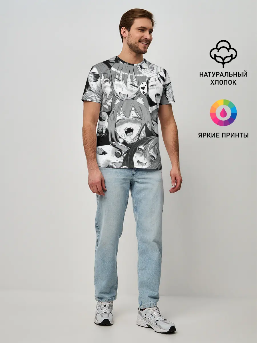 Мужская базовая футболка / AHEGAO monochrome