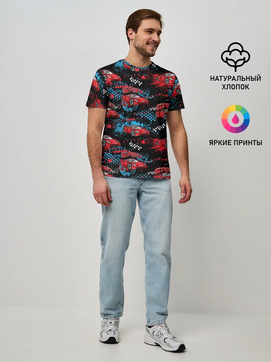 Мужская базовая футболка / Гоночная машинка