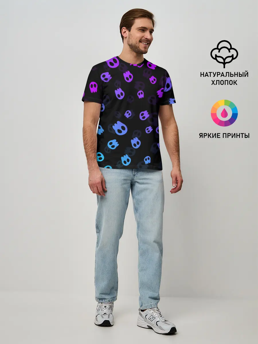 Мужская базовая футболка / НЕОНОВЫЕ ЧЕРЕПА