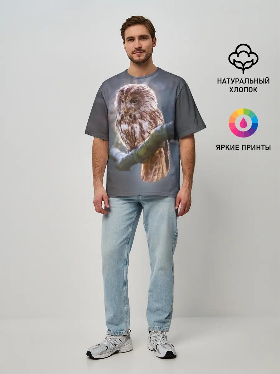 Мужская футболка оверсайз / Сова