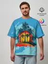 Мужская футболка оверсайз / Море. Пальмы. Песок