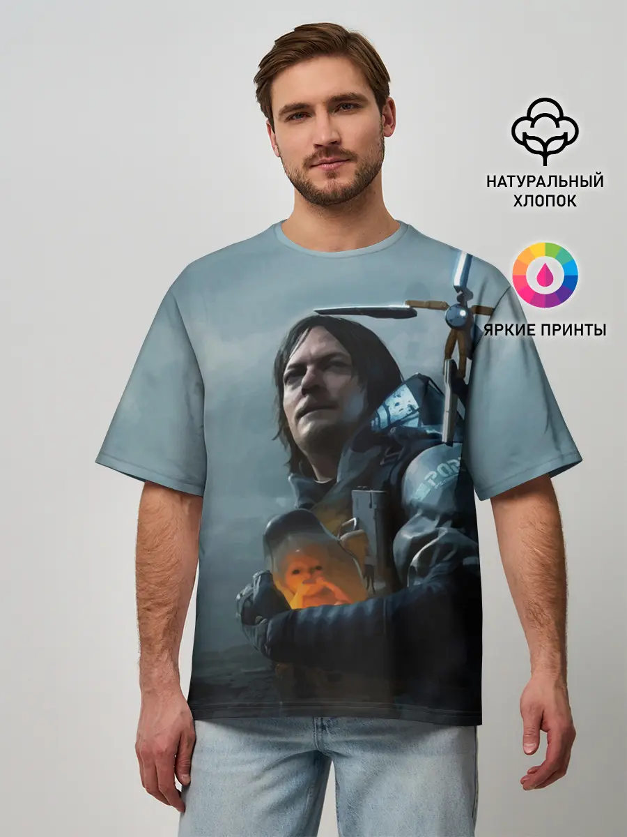 Мужская футболка оверсайз / Сэм - DEATH STRANDING