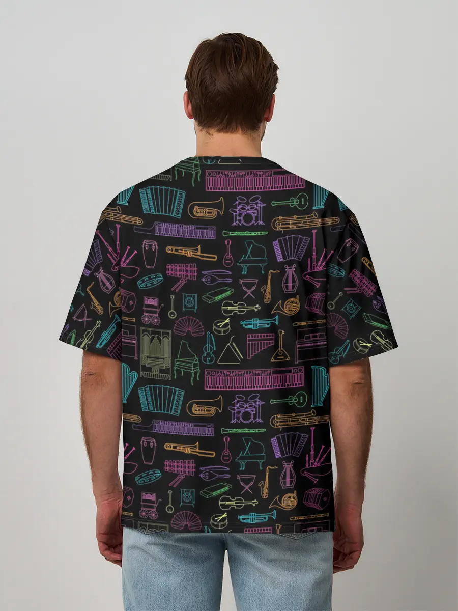 Мужская футболка оверсайз / Музыкальные Инструменты