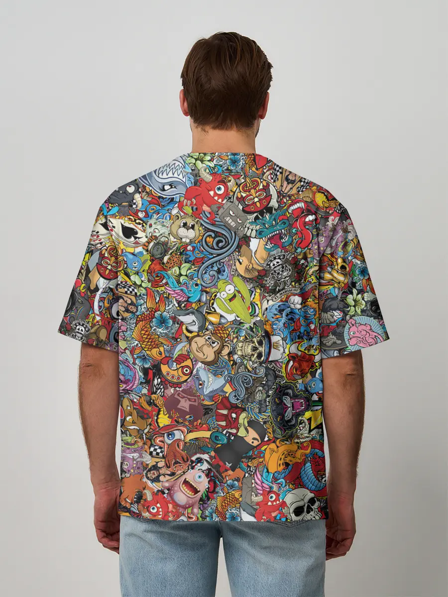 Мужская футболка оверсайз / Стикеры