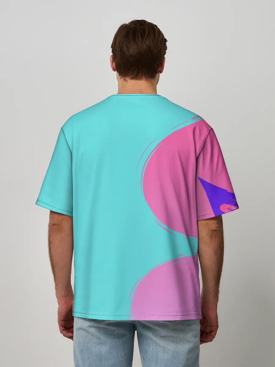 Мужская футболка оверсайз / Розово-голубой градиент