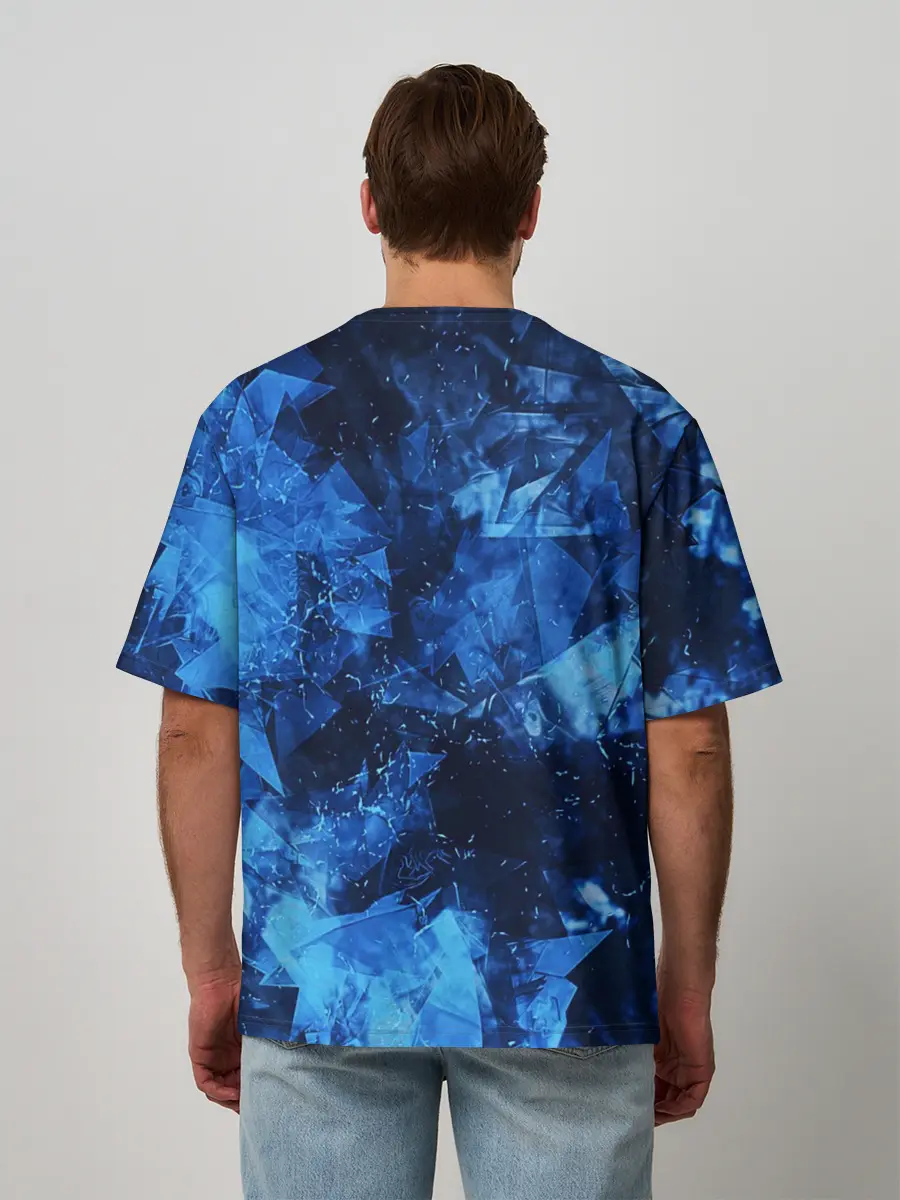 Мужская футболка оверсайз / Blue Abstraction