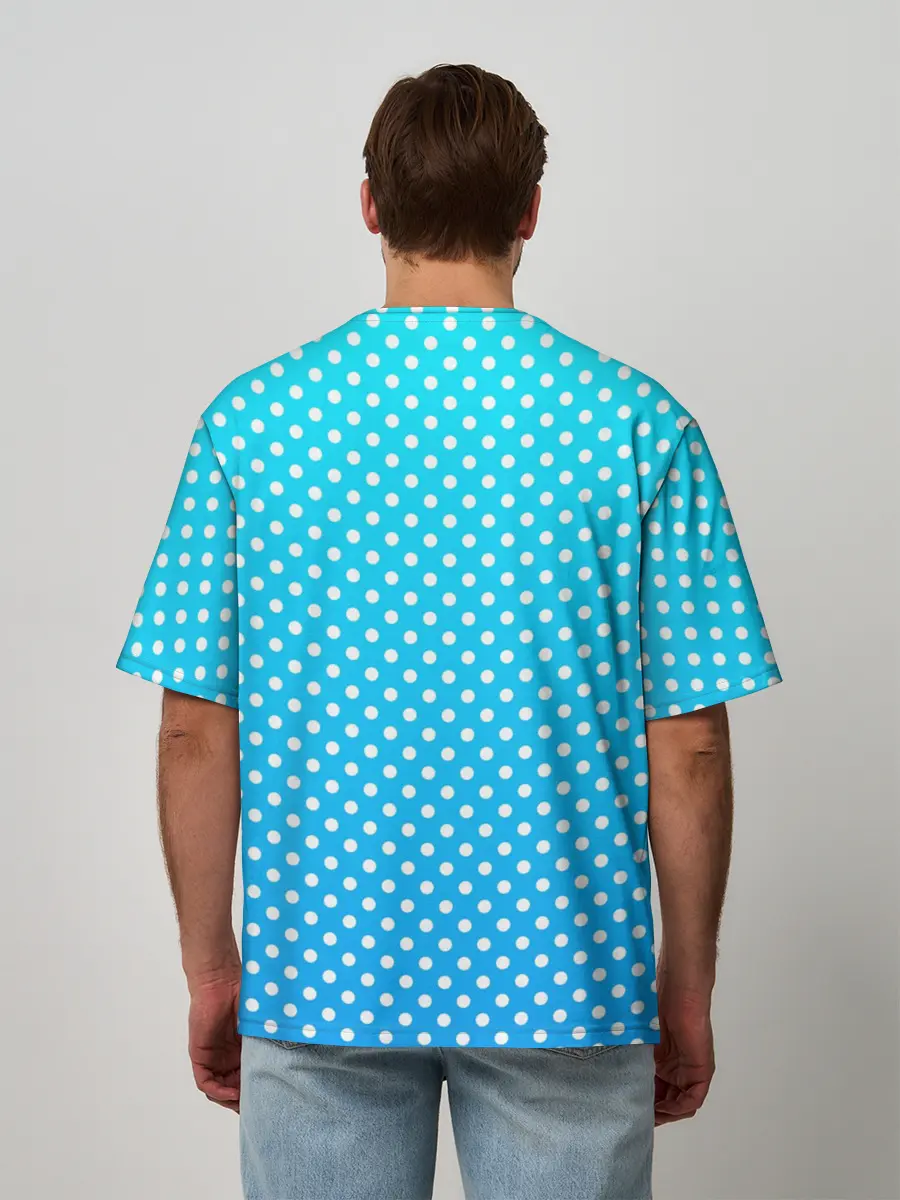 Мужская футболка оверсайз / Белые кружки