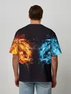Мужская футболка оверсайз / Абстракция,Инь-Ян,Огонь,Вода