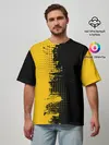 Мужская футболка оверсайз / ЧЕРНО ЖЕЛТЫЙ ГРАНЖ | GRUNGE