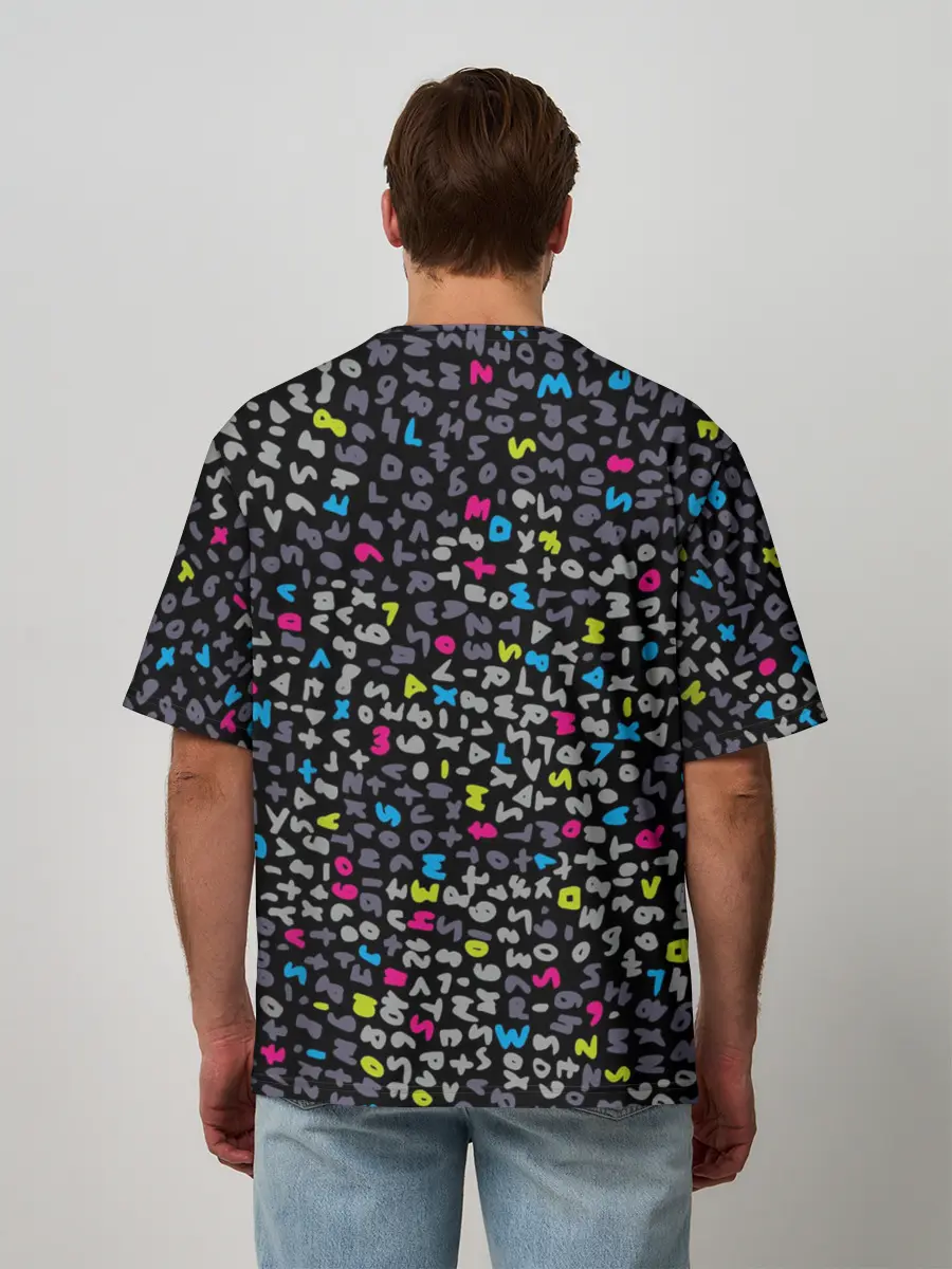 Мужская футболка оверсайз / Символы на черном